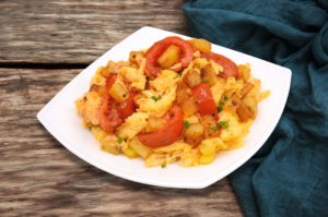 Scrambled Eggs with Tomatoes and Potatoes