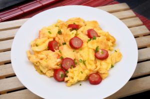 Scrambled Eggs with Hotdog