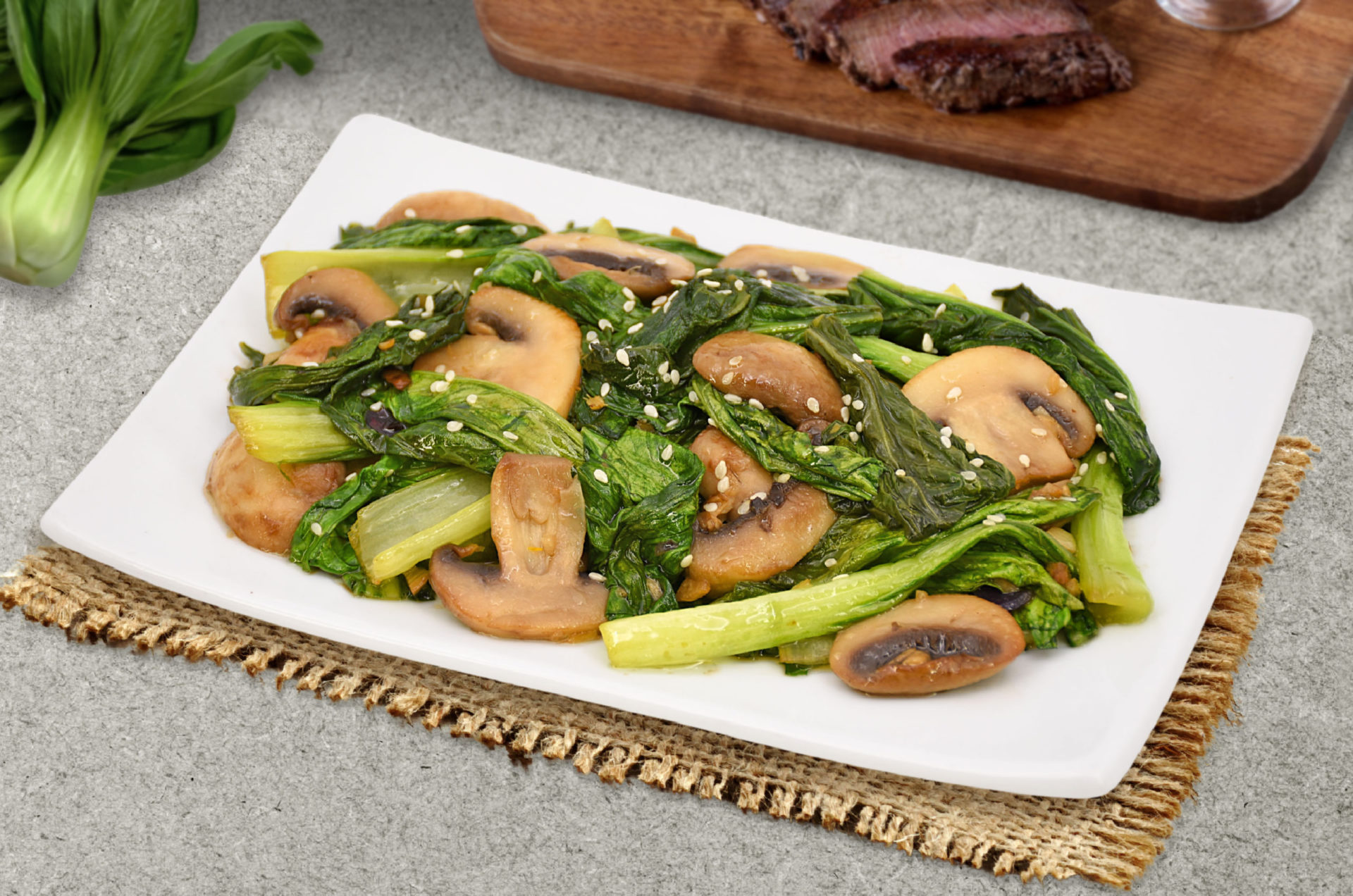 Ajinomoto | Sauteed Bok Choy and Mushrooms - Ajinomoto