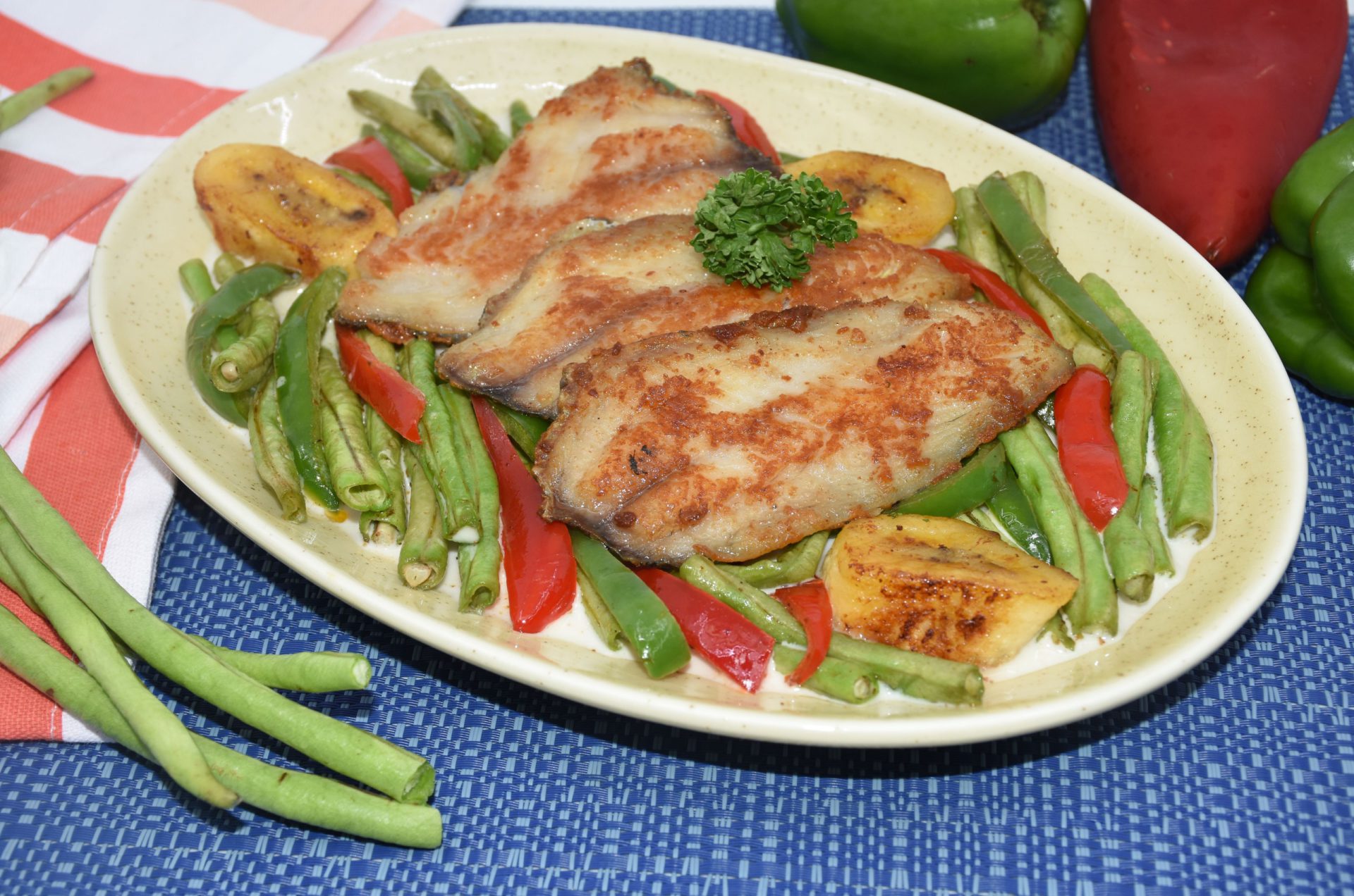 Ajinomoto Stir Fried Fillet Tilapia with Saging Saba and Coconut Milk